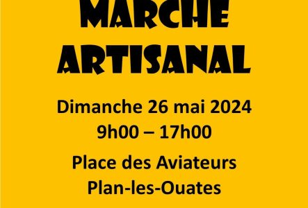 Marché artisanal, dimanche 26 mai 2024 de 9h à 17h, place des Aviateurs, Plan-les-Ouates
