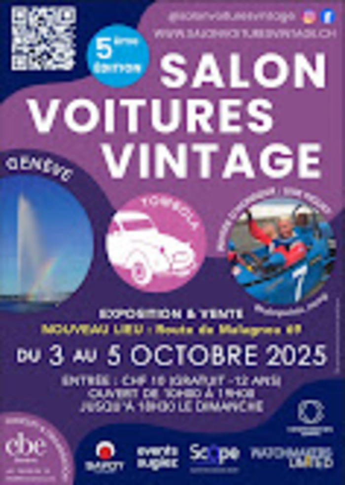 Flyer publicitaire officiel de la 5ème édition du salon des voitures vintage
