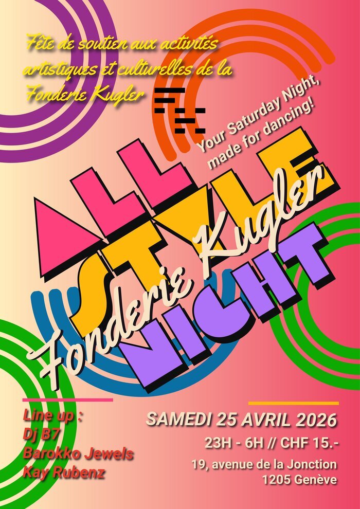 Visuel coloré de la soirée festive de la Fonderie Kugler