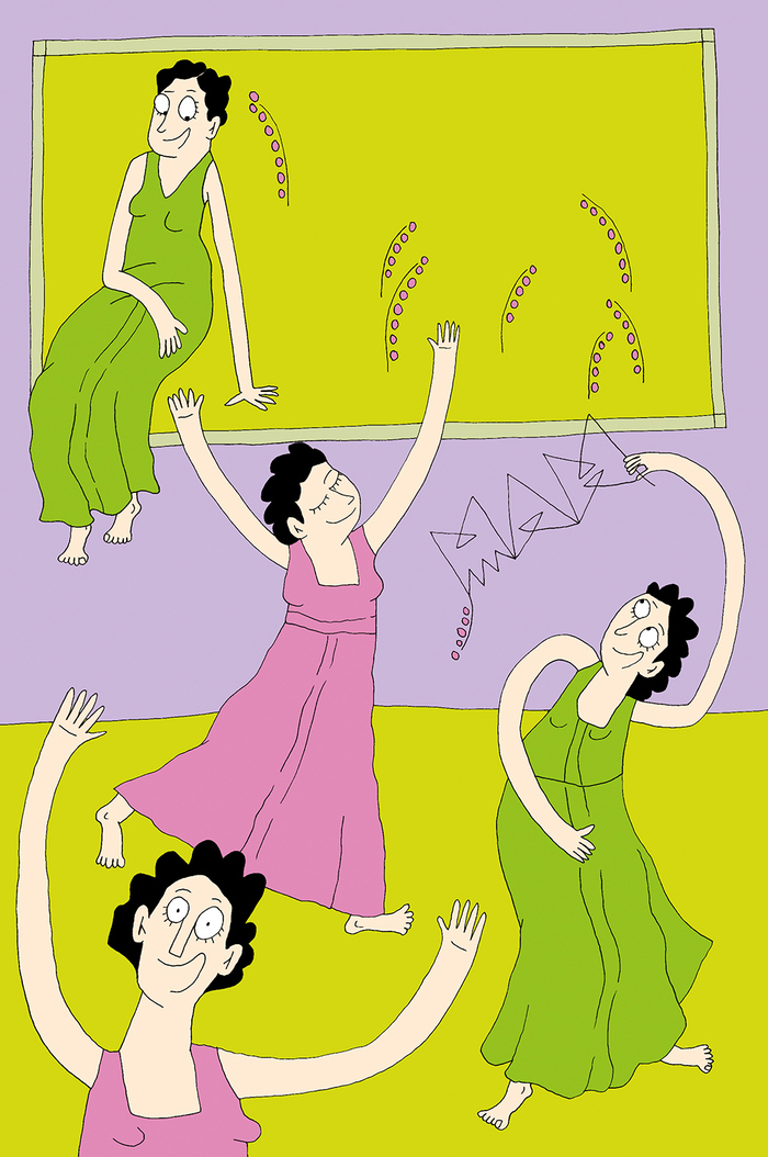 DR Illustration d'Adrienne Barman, enfants dansant devant un tableau