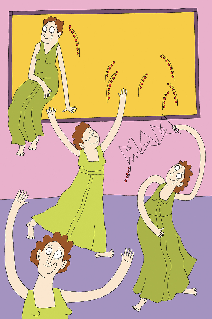 DR Illustration d'Adrienne Barman, enfants dansant devant un tableau