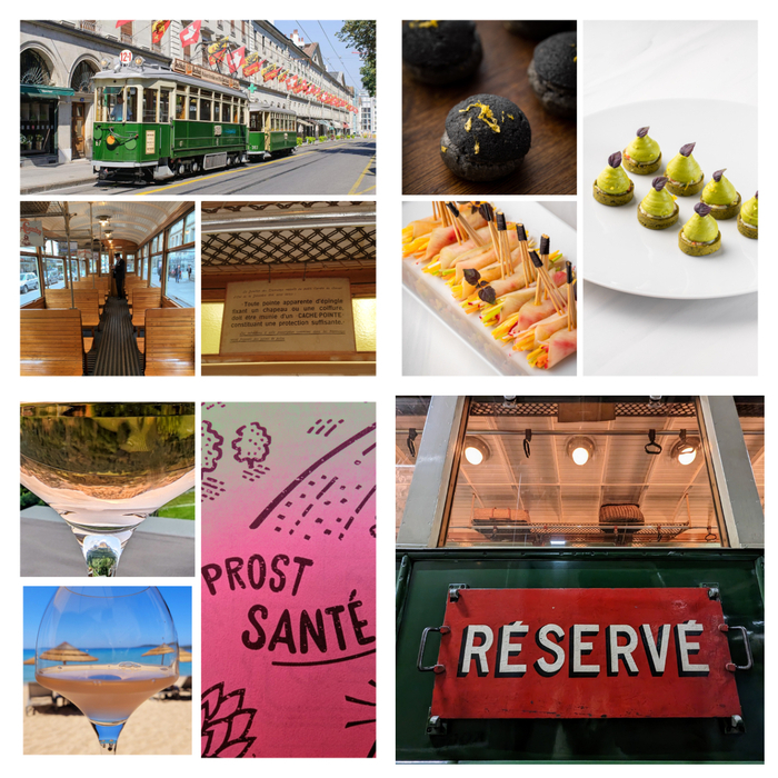 Le tram historique dans le détail, les Finger Food qui seront à la dégustation, des verres de rosé qui sentent l'été et tout ceci sur réservation.