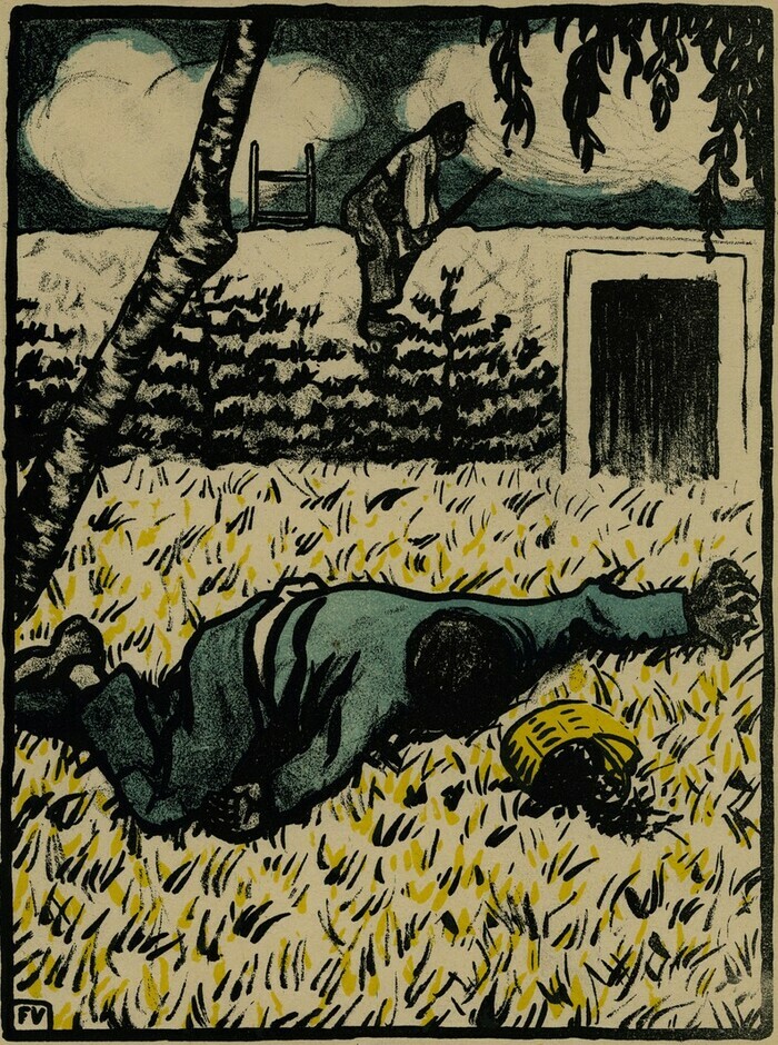 ©MAH Estampe de Félix Vallotton tirée de Crimes et Châtiments, planche 7: Tu la trouves un peu dure...