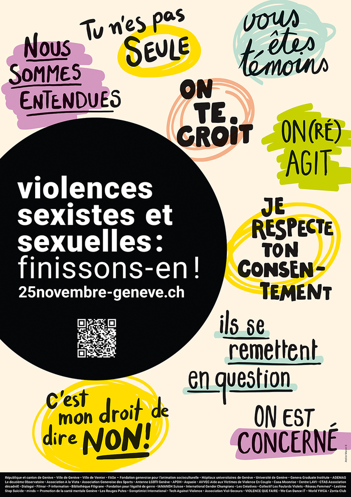 agenda 21 Ville de Genève image de la campagne du 25 novembre : violences sexistes et sexuelles : finissons-en!
