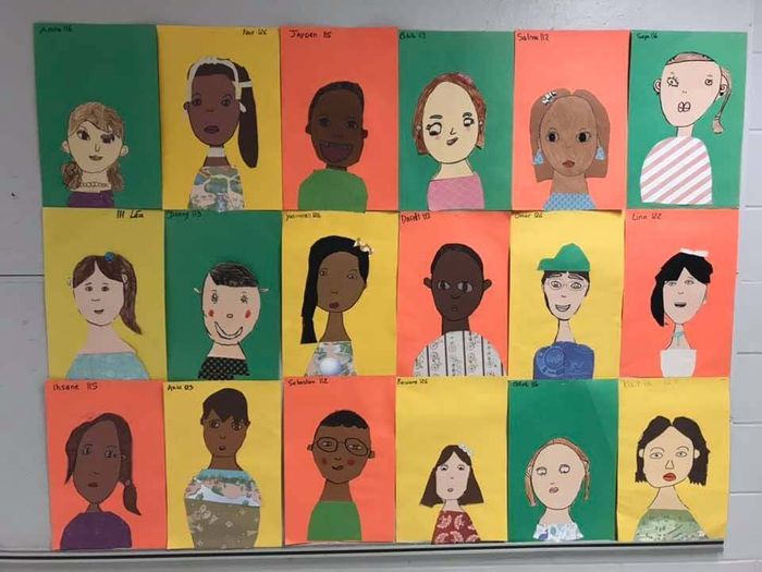 ensemble d'autoportraits dessinées par des enfants