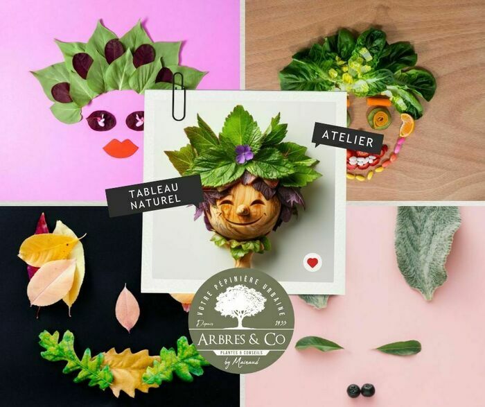 Arbres & Co Genève Assemblage des feuilles et graines pour créer un tableau unique