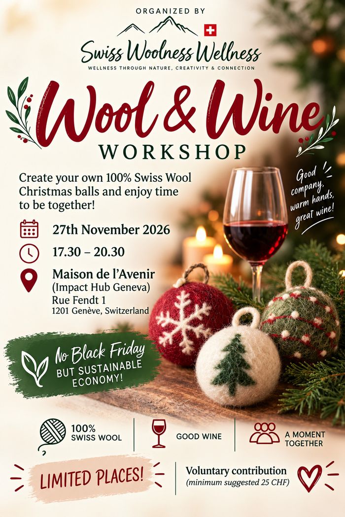 Atelier Wool & Wine, 27 Novembre 2026 de 17.30 - 20.30 .