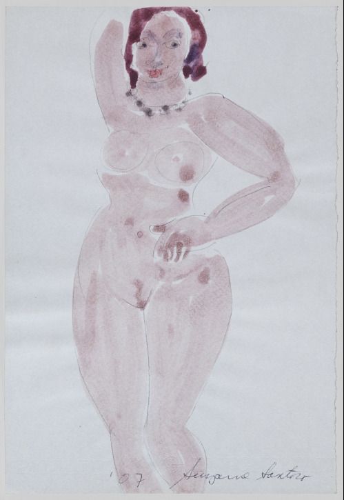 Aquarelle représentant une femme nue