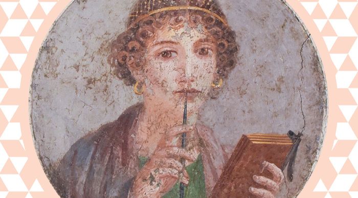 La poétesse Sappho sur une fresque de Pompéi