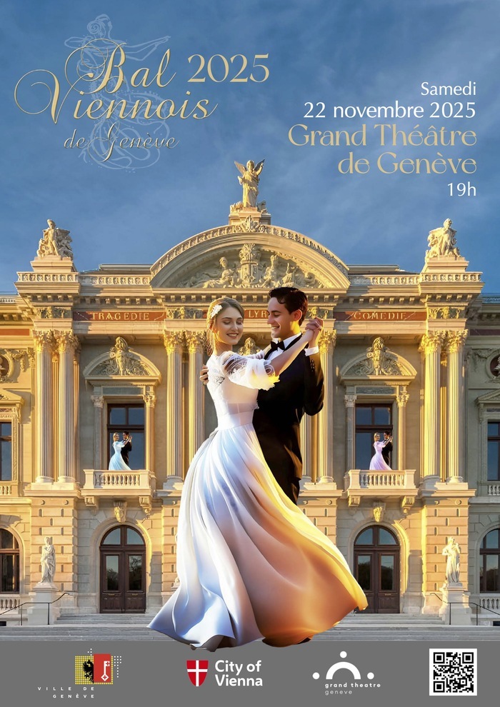 Bal Viennois de Genève Couple dansant la valse face au Grand Théâtre