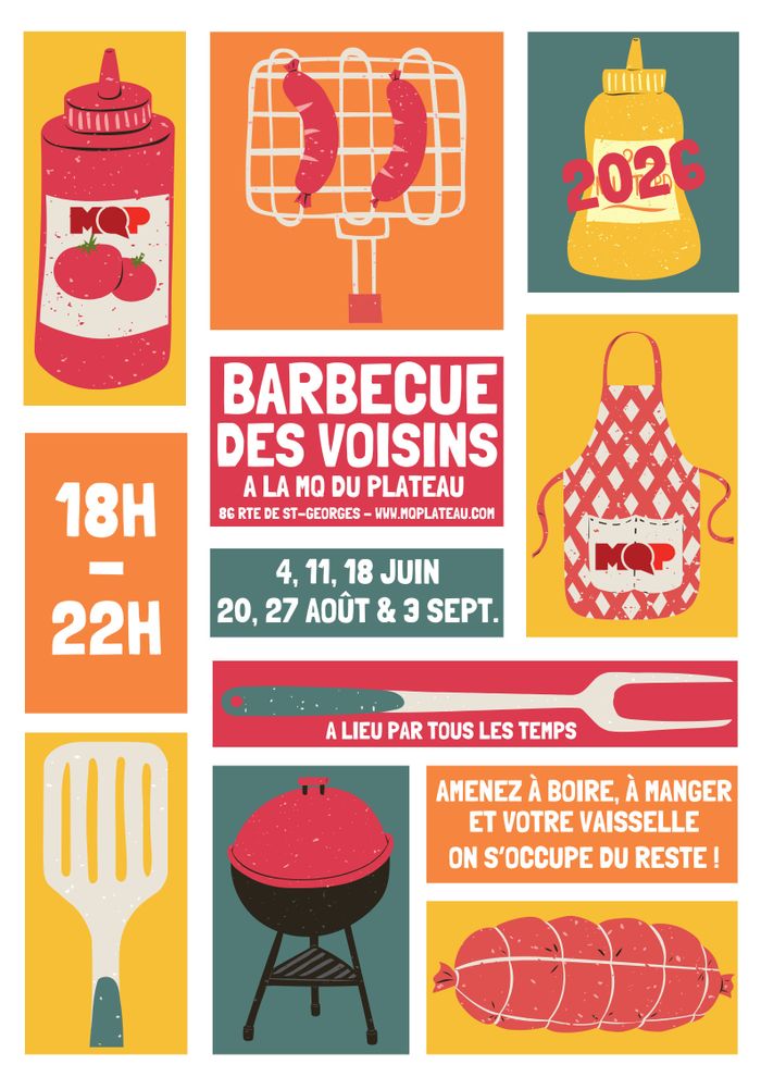 Barbecue, ustensiles, tablier, ketchup et saucisses