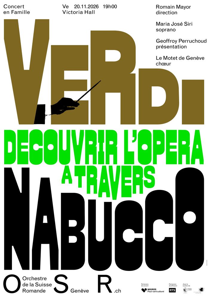 Affiche de la soirée avec les informations sur fond blanc "découvrir l'opéra à travers Nabucco"