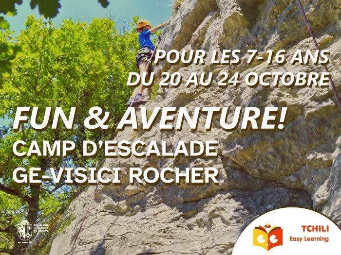 ©KB, Tchili Easy Learning Illustration Participant du programme GE-visIci grimpant en falaise pendant un camp Tchili Easy Learning