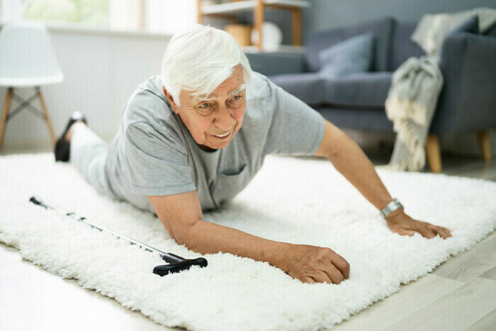 Senior essayant de se relever