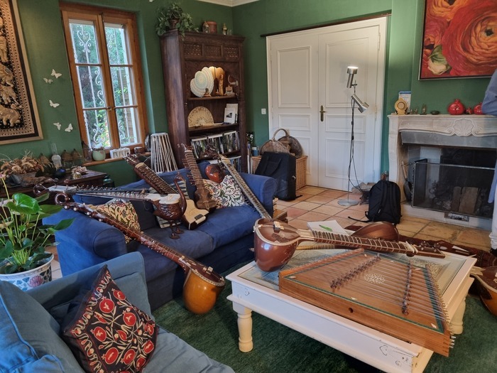 Instruments de musique dans un salon