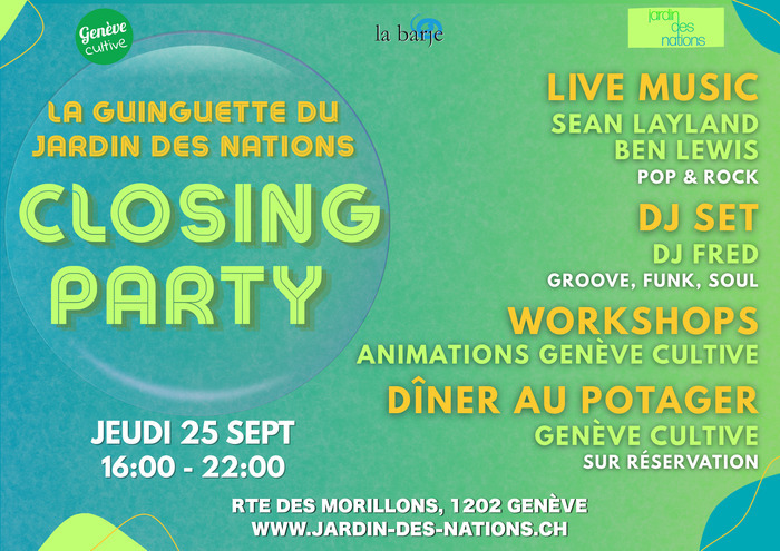 Jardin des Nations et Association La Barje Affiche de la closing des Jardin des Nations