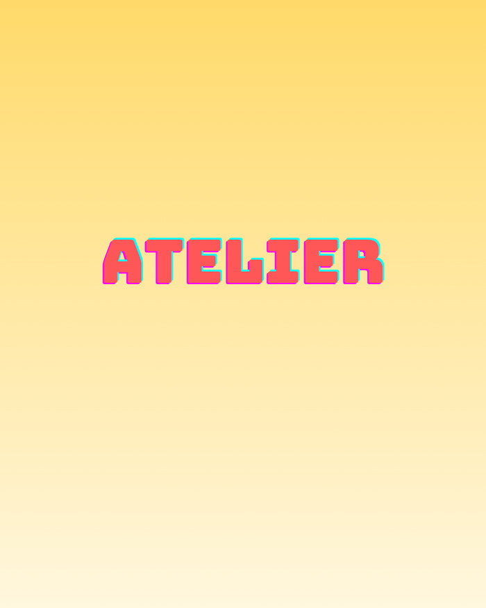 Aplat jaune avec l'inscription Atelier