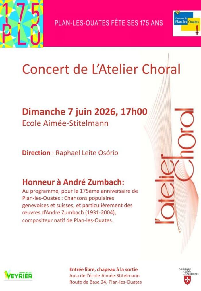 Concert de L’Atelier Choral pour les 175iemes de Plan-les-Ouates