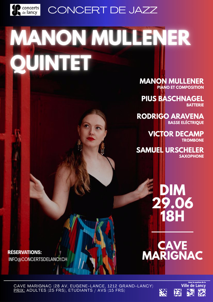 Concerts de Lancy flyer Manon Mullener quintet