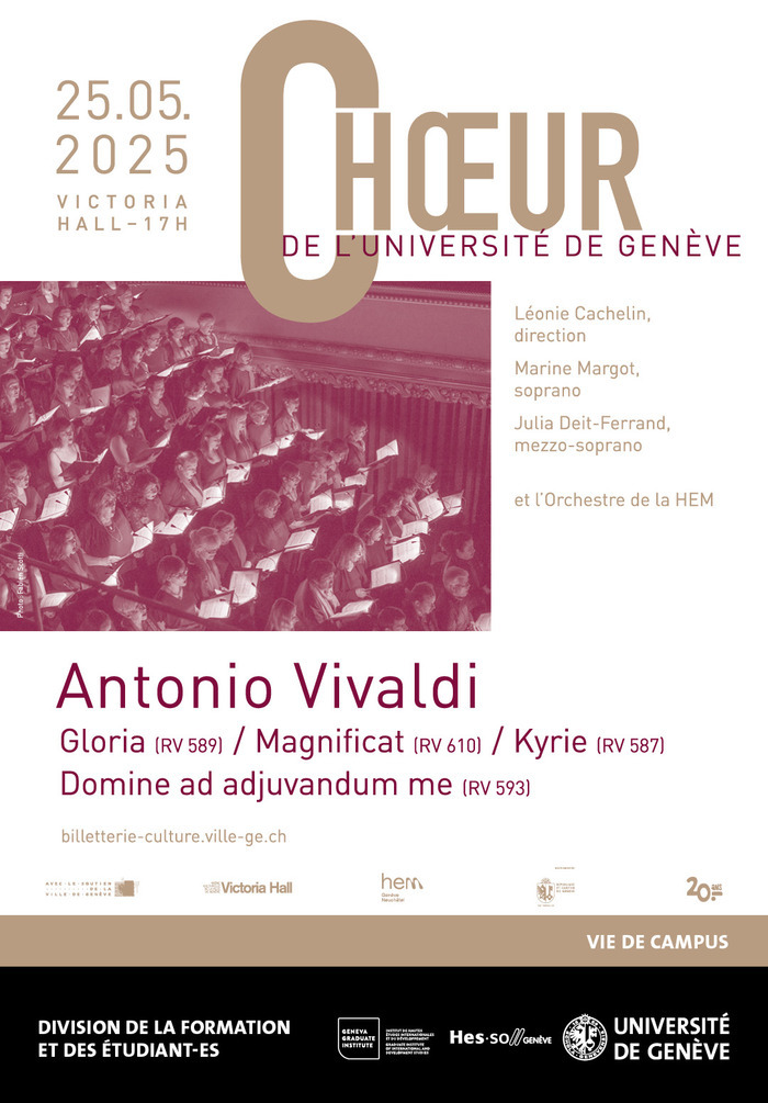 Le Chœur de l’UNIGE sur la scène du Victoria Hall en 2023.
