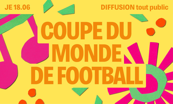 Sur fond jaune, on retrouve des motifs colorés et le titre inscrit en orange