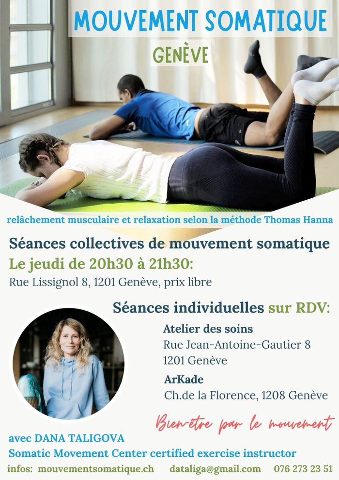 Des personnes allongées au sol pratiquent des mouvements lents et doux pour soulager leurs tensions et douleurs.