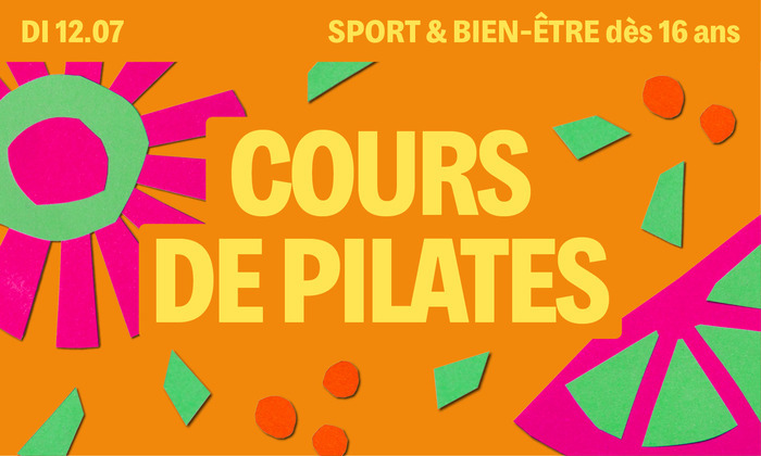 Sur fond orange on retrouve des motifs colorés et le titre en jaune