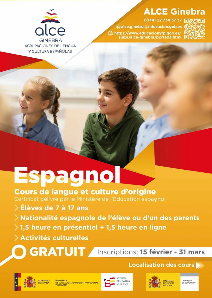 Affiche informative sur les cours d'espagnol