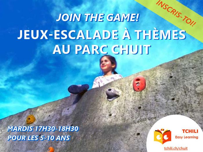 Affiche illustrant une fille au sommet d'un bloc d'escalade