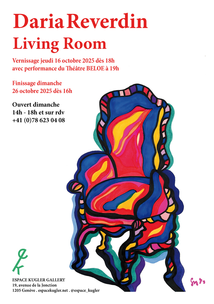 Flyer de l'exposition de Daria Reverdin présentant un de ces dessins