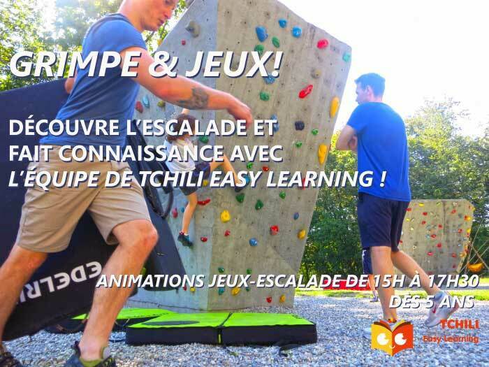 ©KB, Tchili Easy Learning illustration découverte escalade en bloc + "portes ouvertes" avec Tchili Easy Learning