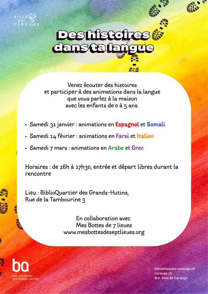 Traces de pas sur un fond arc-en-ciel.