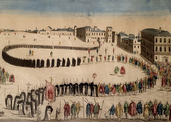 Procession de criminels avant leur mise à mort par l’église sur le bûcher