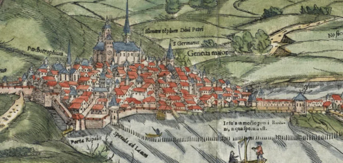Hans Rudolf Manuel Deutsch, Vue de Genève, gravure sur bois, 1548.