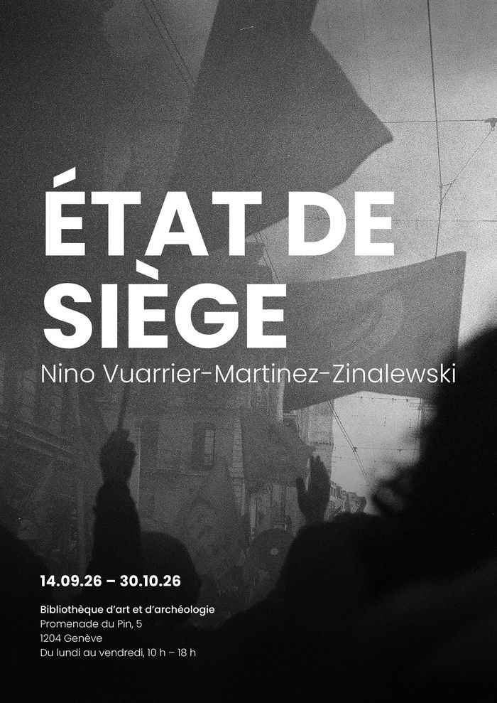 Affiche en noir et blanc de l'exposition de Nino Vuarrier