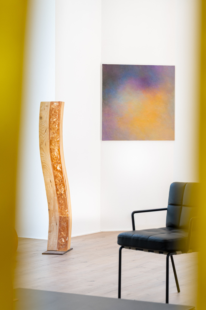 Vue de l'exposition "Transparences, saison I" avec les œuvres de Christine Gaillard et Chantal Carrel