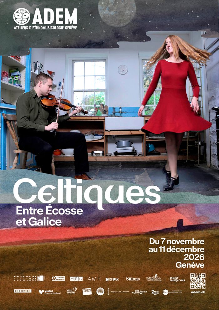 Danseuse irlandaise tournoyant au son du violon