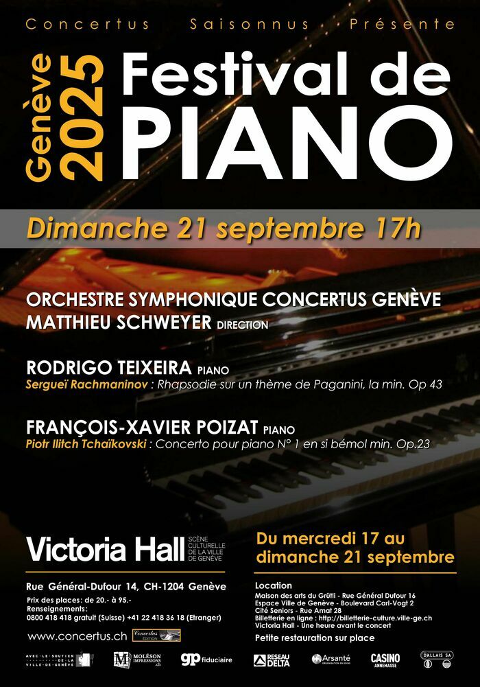 DR Photo d’un piano avec toutes les informations sur les artistes de ce jour.