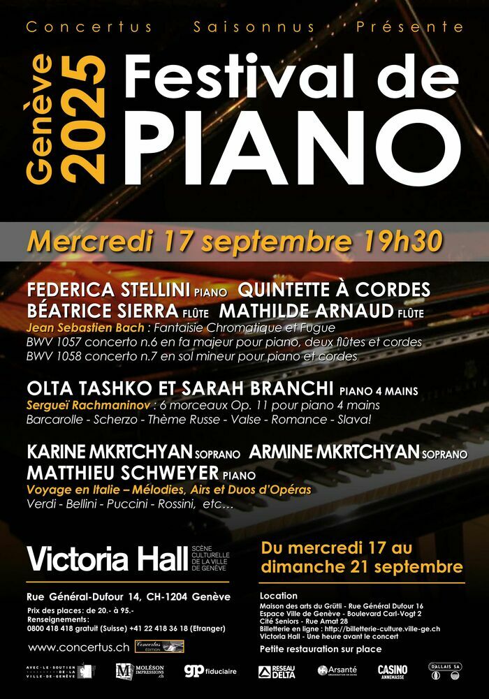 DR Photo d’un piano avec toutes les informations sur les artistes de ce jour.