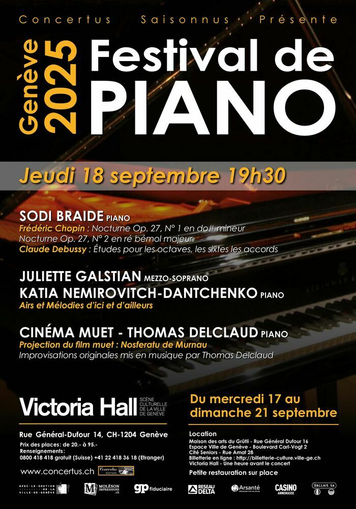 DR Photo d’un piano avec toutes les informations sur les artistes de ce jour.