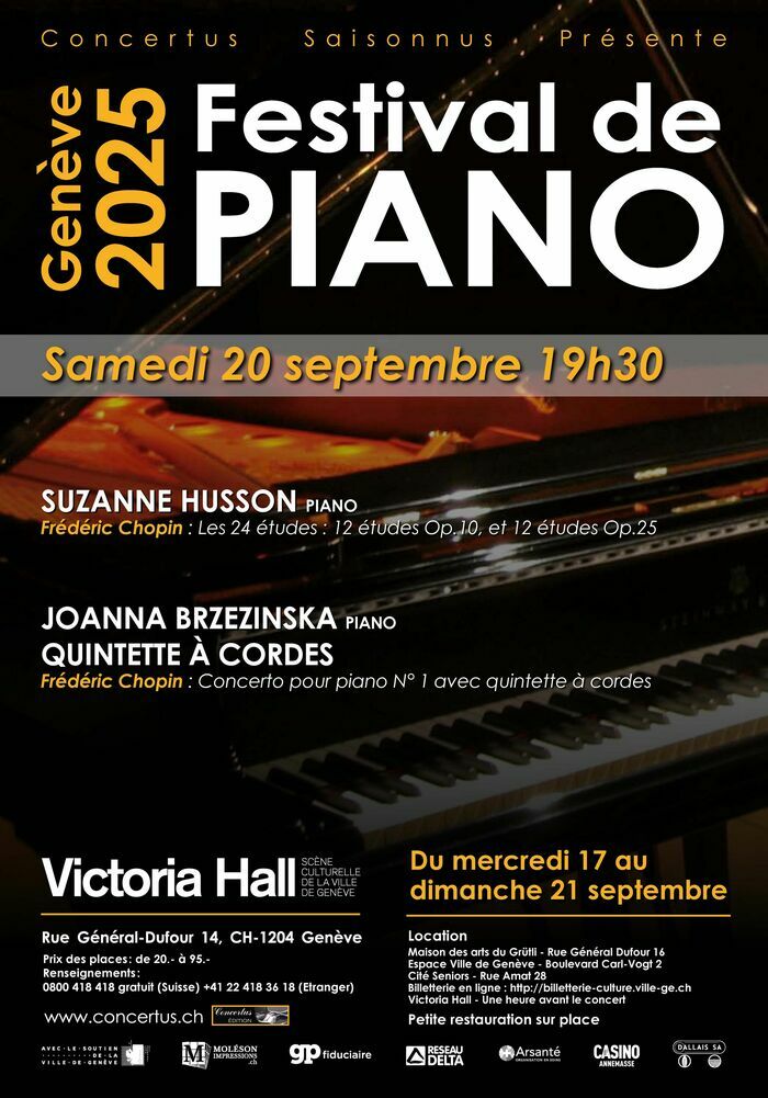 DR Photo d’un piano avec toutes les informations sur les artistes de ce jour.