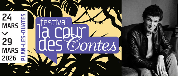 Logo du festival La Cour des Contes et photo de Pierre Desvigne