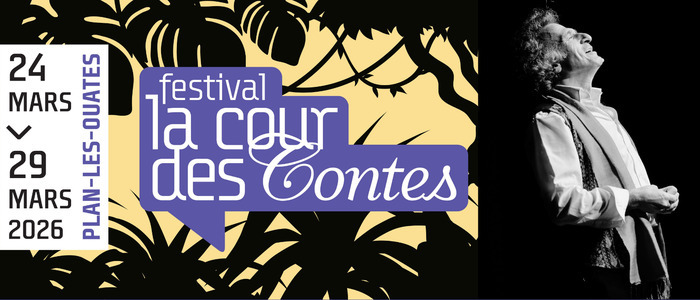 logo du festival La Cour des Contes et photo de Jihad Darwiche
