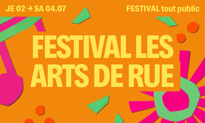Sur fond orange se trouve des motifs colorés et le titre écrit en jaune