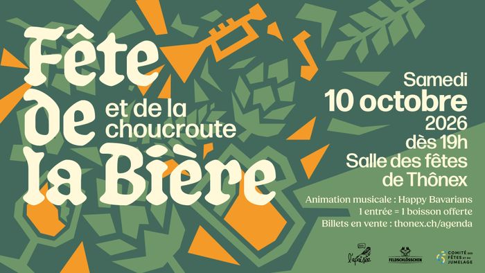 fond vert avec des formes représentant des éléments de la soirée.