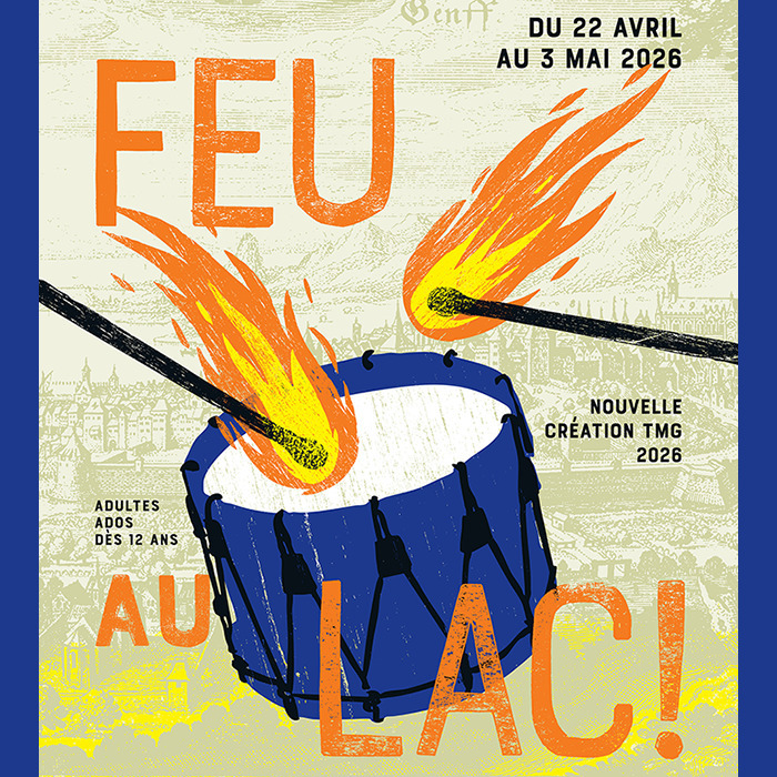 Une illustration qui représente dun tambour et des baguettes-allumettes en feu.