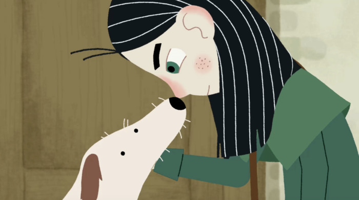 film MARY ANNING dessin d'une jeune fille près d'un chien