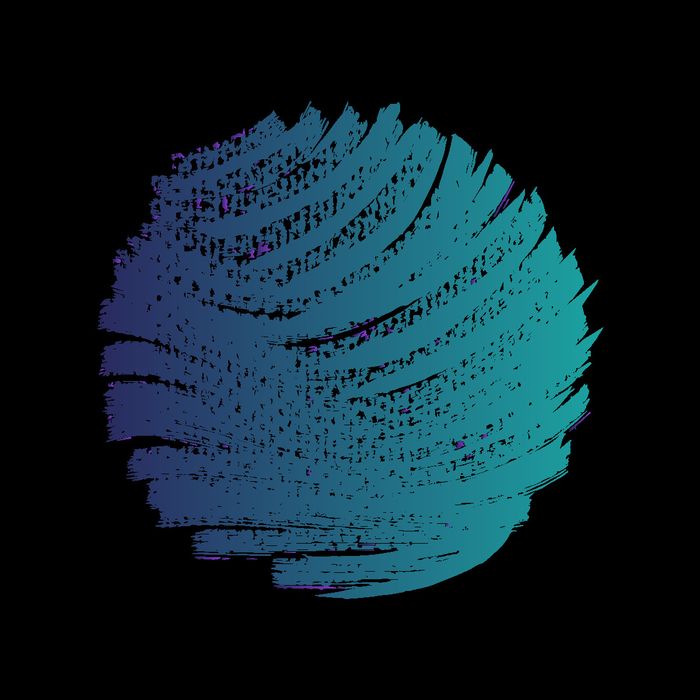 une forme ronde composée par des traits bleus et verts