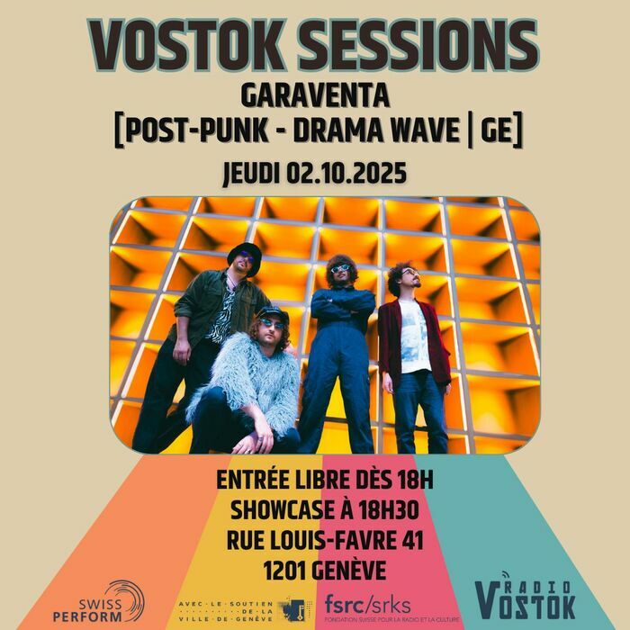 Le groupe de musique sur un fond orange