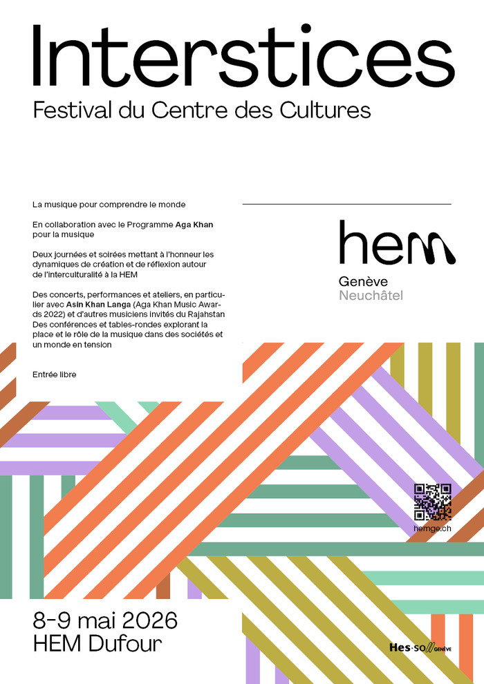 Affiche colorée du festival Interstices
